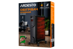 Масляный радиатор ARDESTO, 20м2, 2000Вт, электр. упр-ние, 9 секций, пульт ДУ, чёрный