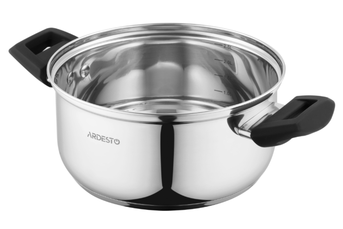 Кастрюля со стеклянной крышкой Ardesto Gemini Piemonte, 2.9л, нержавеющая сталь, бакелит