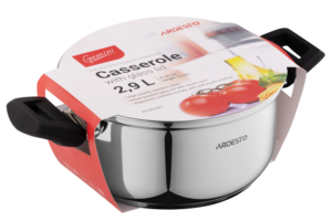Кастрюля со стеклянной крышкой Ardesto Gemini Piemonte, 2.9л, нержавеющая сталь, бакелит
