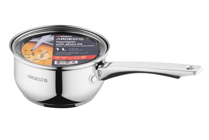 Ardesto Saucepan with glass lid Gemini Gourmet Spoleto, 1l, stainless steel