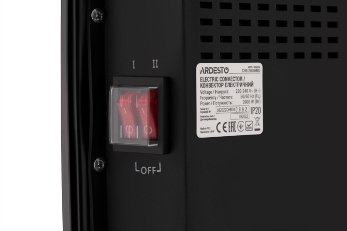 Конвектор ARDESTO, 20м2, 2000Вт, мех. упр-ние, открытый нагрев. элемент, сушка, чёрный