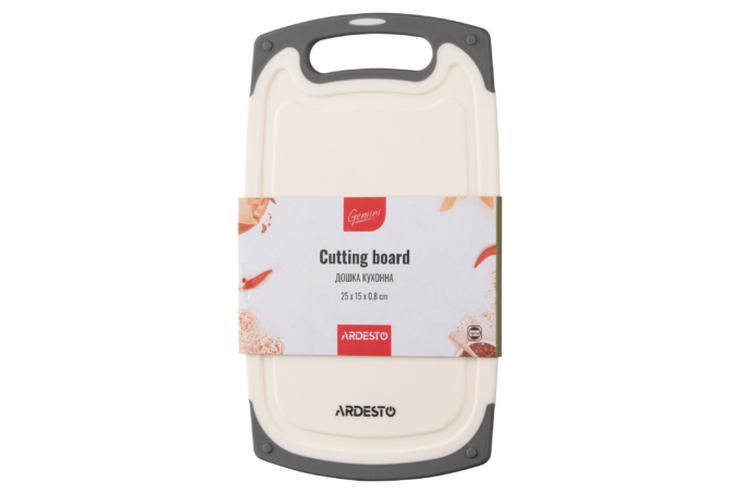 Ardesto Cutting board Gemini, 25х15х0.8cm, plastic, white