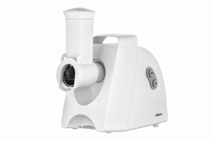 Ardesto meat grinder, 1900W, 1.8kg/min, 3 cutting plates, sausages nozzle, 4 vegetable slicer, plastik, white