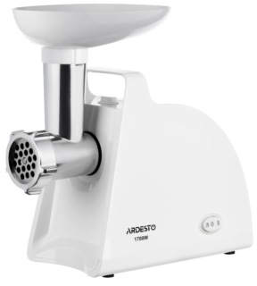 Ardesto meat grinder, 1700W, 1.6kg/min, 2 cutting plates, sausages nozzle, plastik, white