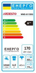 Стиральная машина ARDESTO фронтальная Black Mars, 6кг, 1000, А++, 44см, дисплей, серый