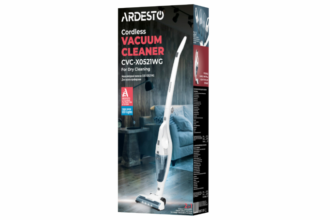 Ardesto cordless VC, 85W, dust cont -0.5L, battery operation up to 35min, HEPA, white