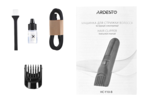 Ardesto hair clipper HC-Y10-B, 220V+battery, nozzles-1, steel, black