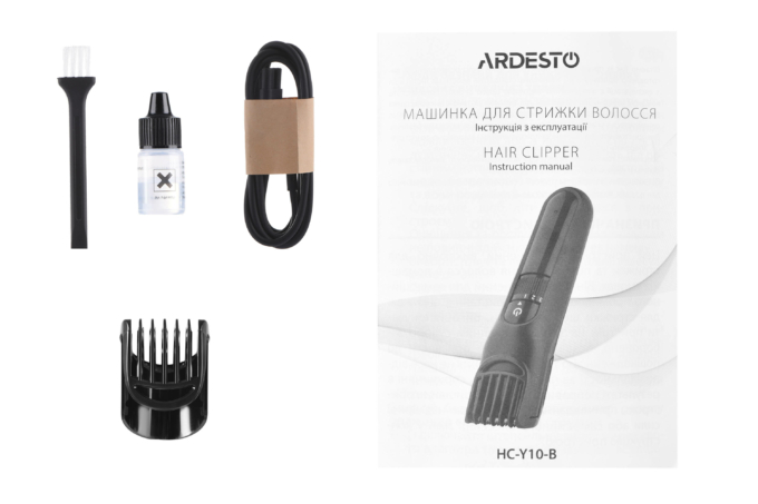 Ardesto hair clipper HC-Y10-B, 220V+battery, nozzles-1, steel, black