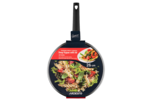 Сковорода глубокая с крышкой Ardesto Gemini Gourmet Viareggio, 26см, алюминий, черный