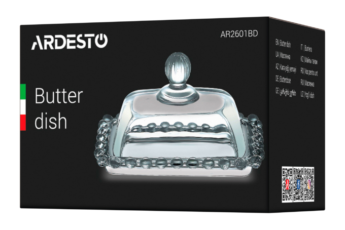 Ardesto Butter dish 11х7cm, glass, transparent