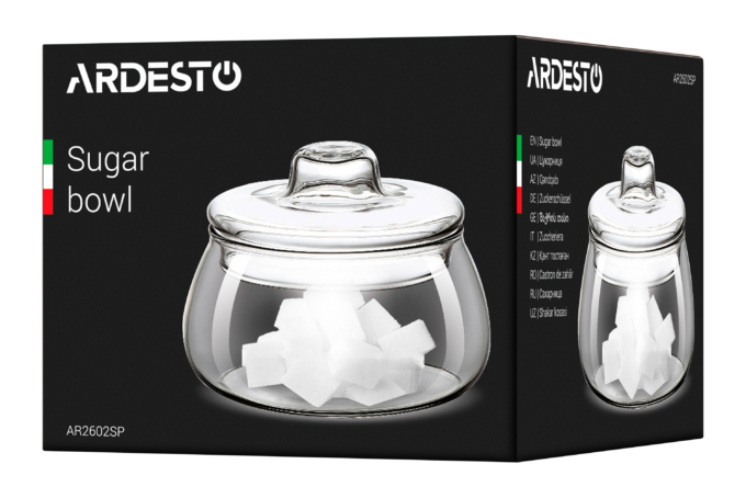 Ardesto Sugar bowl, 500ml, borosilicate glass, transparent