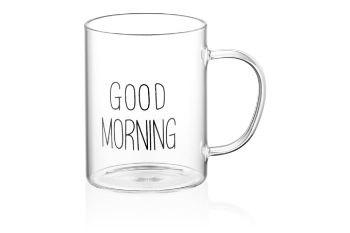 Ardesto mug set with handles Good Morning, 420ml, 2pcs, borosilicate glass, transparent