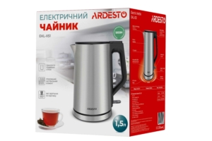Электрочайник Ardesto Steel Collection 1.5л, Strix, двойные стенки, серебристый