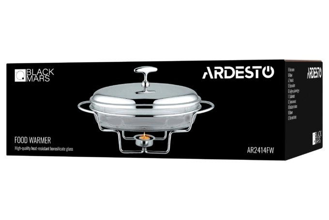 Ardesto Food warmer Black Mars, 3000ml, glass, stainless steel, oval, transparent