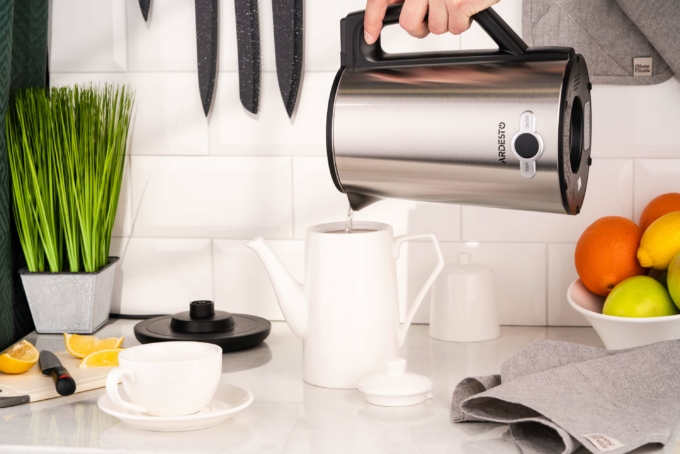 Ardesto electric kettle Steel Collection, 1.7L, LED display, double-walled, Strix, silver