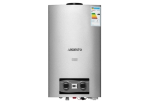 ARDESTO X2 gas column, 10 l/min, 20 kW, battery ignition, display, stainless steel