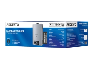 ARDESTO X2 gas column, 10 l/min, 20 kW, battery ignition, display, stainless steel