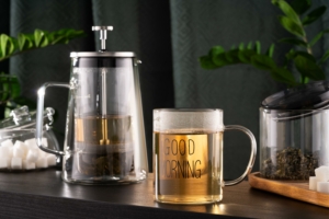 Ardesto mug set with handles Good Morning, 420ml, 2pcs, borosilicate glass, transparent
