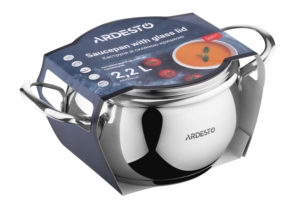 Кастрюля со стеклянной крышкой Ardesto Gemini Liguria,  2.2л, нержавеющая сталь