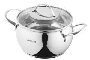 Ardesto Casserole with glass lid Gemini Liguria, 3l, stainless steel