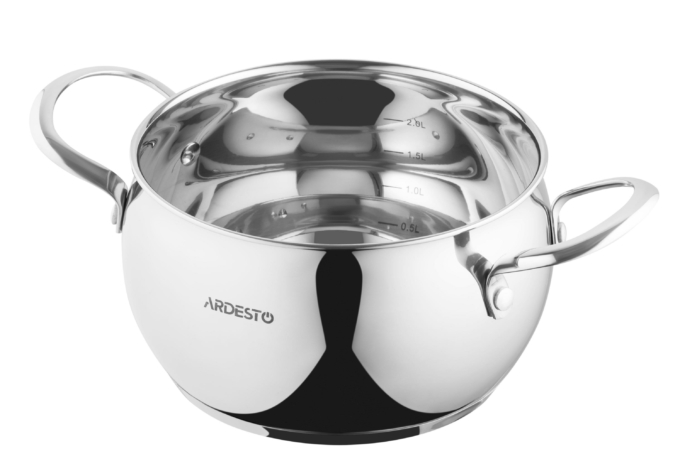 Ardesto Casserole with glass lid Gemini Liguria, 3l, stainless steel