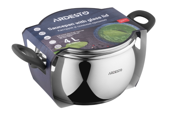 ARDESTO Каструля Gemini Cremona, скляна кришка, 4.0 л, нержавіюча сталь