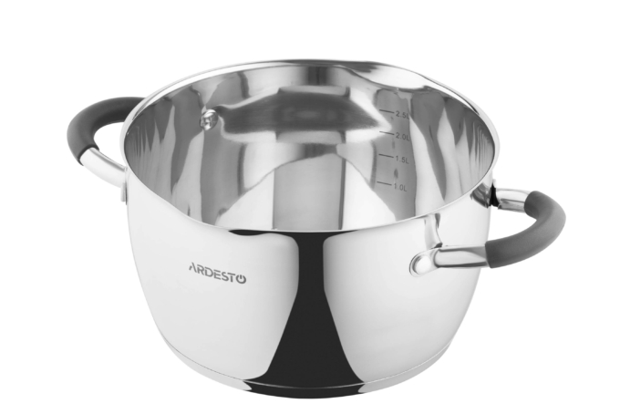 Ardesto Casserole with glass lid and drain spout Gemini Livorno, 3.2l, stainless steel, silicone