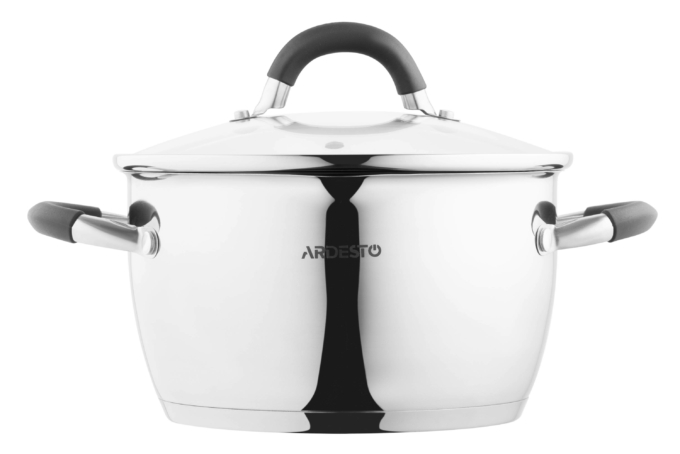 Ardesto Casserole with glass lid and drain spout Gemini Livorno, 3.2l, stainless steel, silicone