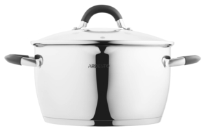 Кастрюля со стеклянной крышкой и сливом Ardesto Gemini Livorno, 5.5л, нержавеющая сталь, силикон
