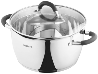 Каструля зі скляною кришкою та зливом Ardesto Gemini Livorno, 5.5л, нержавіюча сталь, силікон