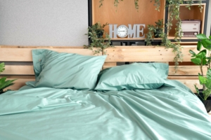 Fitted sheet ARDESTO Mix&Match 160×200+30cm, 100% cotton, sateen, green