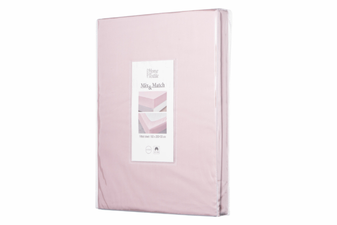 Fitted sheet ARDESTO Mix&Match 90×200+30cm, 100% cotton, sateen, light pink