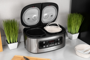 Ardesto multicooker, 900W, bowl-2х1.5l, electronic control, 2 bowls, plastic, silver-black