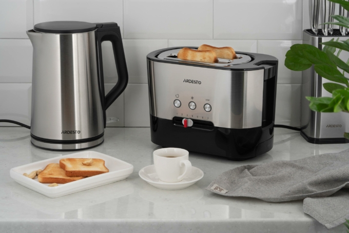 Ardesto toaster Steel Collection 800W, metal/plastic, silver-black