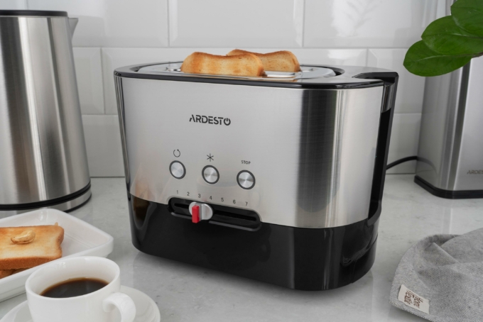 Ardesto toaster Steel Collection 800W, metal/plastic, silver-black