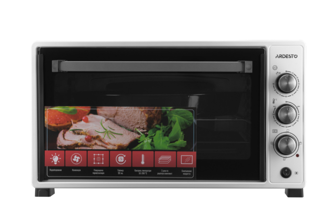 Electric oven ARDESTO, 52L, 1700W, mech., convection, double glass, white