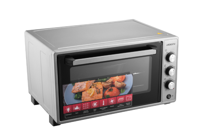 Electric oven ARDESTO, 52L, 1700W, mech., convection, double glass, rotisserie, grey