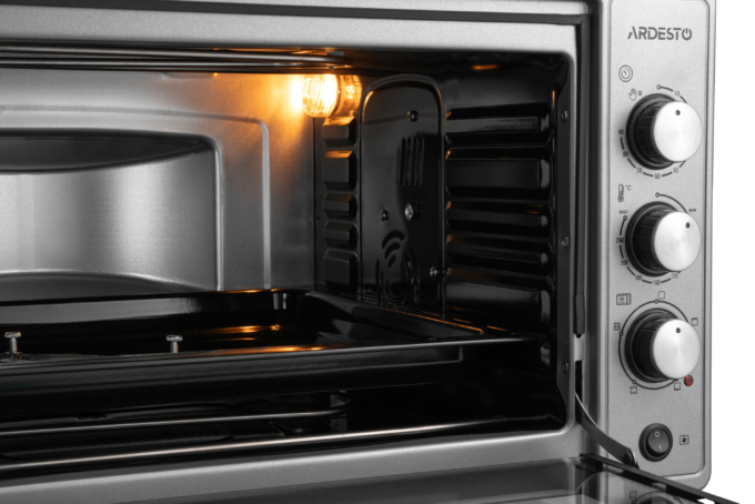 Electric oven ARDESTO, 52L, 1700W, mech., convection, double glass, rotisserie, grey