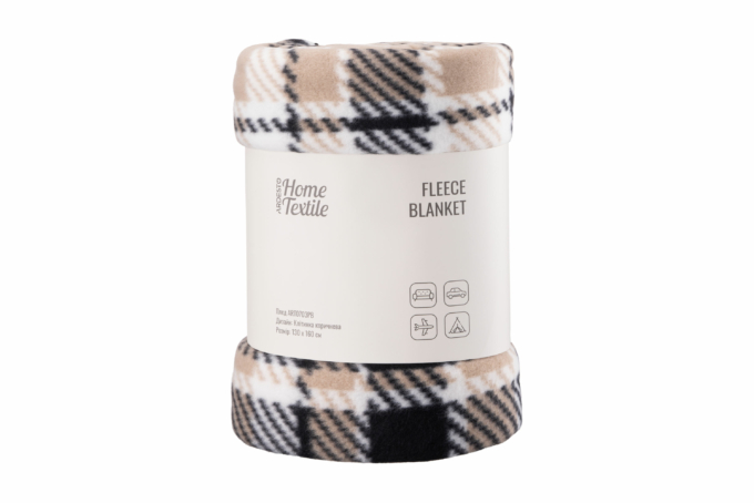 Плед Ardesto Fleece, 130×160см, 100% полиэстер, клетка, коричневый