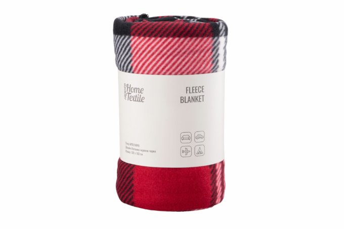 Плед Ardesto Fleece, 130×160см, 100% полиэстер, клетка, красно-черный