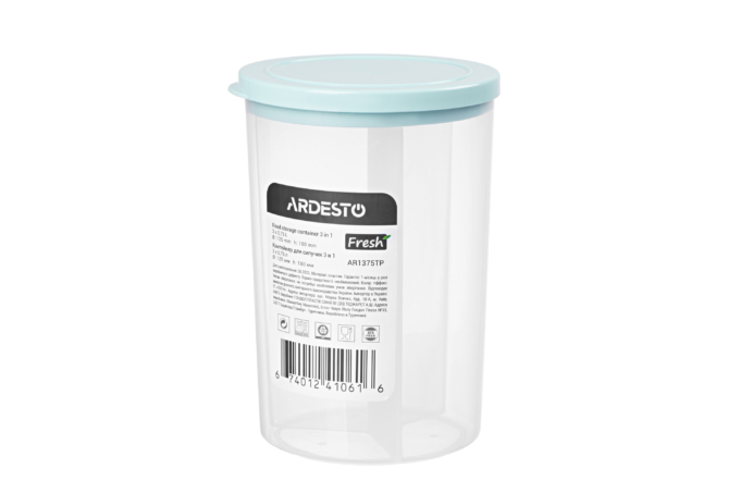 Контейнер для хранения пищевых продуктов 3 в 1 Ardesto Fresh, 3х0.75л, пластик, голубой