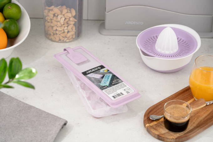 Форма для льда с крышкой Ardesto Fresh Cylinder, 27х9.5х3.8см, силикон, пластик, лиловый