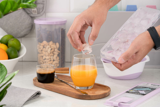 Форма для льда с крышкой Ardesto Fresh Cylinder, 27х9.5х3.8см, силикон, пластик, лиловый