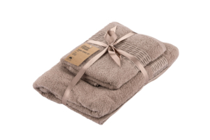 Terry towel set ARDESTO Lotus 50х90cm, 70х140cm, 2pcs, 100% cotton, beige
