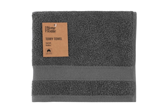 Полотенце махровое Ardesto SuperSoft, 50х90см, 100% хлопок, серый темный