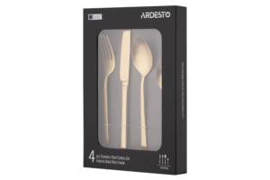 Набор столовых приборов Ardesto Black Mars Favola, 4 прибора, нержавеющая сталь, золотой