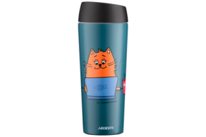 Ardesto Travel mug Coffee time Red Cat, 450ml, stainless steel, blue