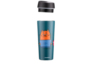 Ardesto Travel mug Coffee time Red Cat, 450ml, stainless steel, blue