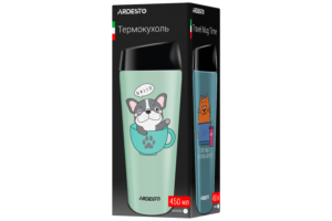 Ardesto Travel mug Coffee time Red Cat, 450ml, stainless steel, blue