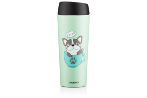 Ardesto Travel mug Coffee time Frenchie, 450ml, stainless steel, green